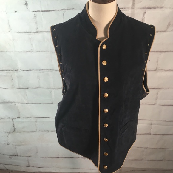 Scully Suede Leather Vest with Golden Buttons - Picture 3 of 8